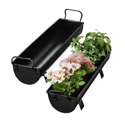 Image de Relaxdays Lot de 2 bacs à Fleurs en Fer pour Jardin et intérieur Design Vintage Anthracite