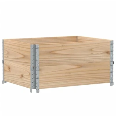 Image de vidaXL Colliers de Palette 2 pcs 80x60 cm Bois pin Solide, côté Palette, boîte à Cadre d’empilage rehausse