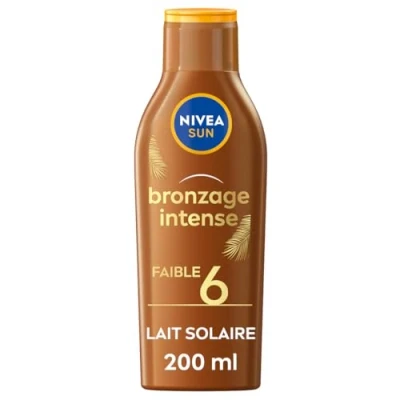 Image de NIVEA SUN bronzage Intense Lait activateur de FPS6 (1 x 200 ml), Protection solaire résistante à l’eau, Crème la formule légère et non grasse
