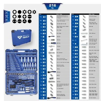 Image de KS TOOLS BT023216 Coffret outillage 216 10 (3/8&quot;), 12,5 (1/2&quot;), 6,3 (1/4&quot;) à tête carrée
