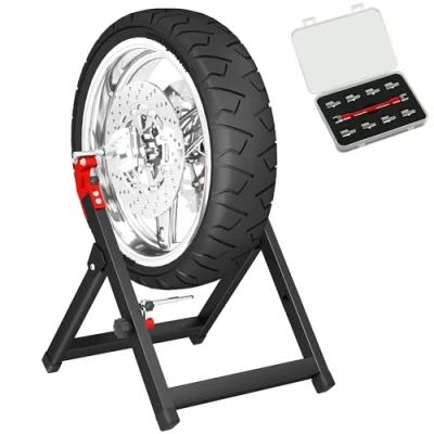 Image de HOMCOM Équilibreuse Manuelle de Roues Moto Aluminium et Acier, équilibrage des dommages Pliable, avec clé à Rayons, Compatible jusqu&#039;à 21 Pouces, Noir