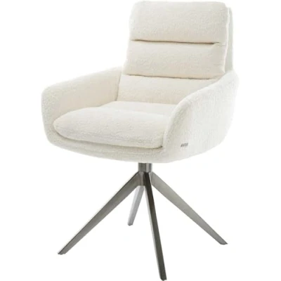 Image de Chaise pivotante Abelia Flex avec accoudoirs bouclé blanc pied croisé large grafiete pivotement sur 360 fonction bascule