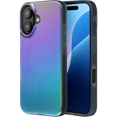 Image de ZAGG Milan Snap Coque Renforcée en Graphène pour iPhone 16 [6.1 Pouces], Compatible MagSafe, Anti jaunissement, Prise Main sécurisée, de téléphone à la Mode, Choc (Raven Feather)