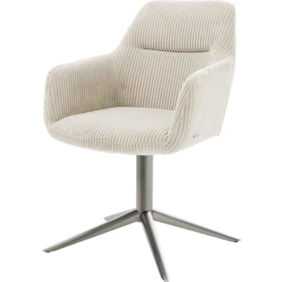 Image de chaise pivotante Pejo Flex côtelé beige pied de 4 branches grafiete pivotement sur 360 fonction bascule ressorts ensachés