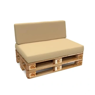 Image de POKAR Set de 2 Coussins pour Palettes Euro Imperméable: 1x Assise 120x80cm + Dossier 120x40cm, en Mousse formée à Froid, Canapé Jardin, sans Palette, Beige