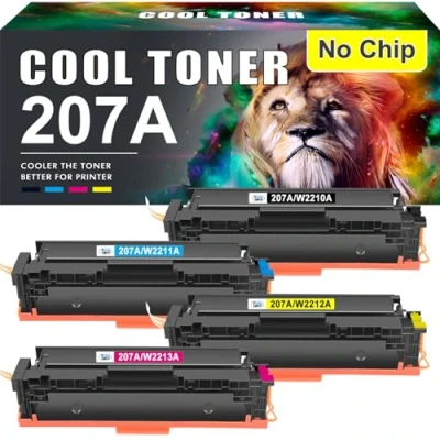 Image de Cool Toner 207A Cartouche de Compatible pour HP 207X Color Laserjet Pro MFP M283fdw M255dw M282nw M283fdn M255nw W2210A W2211A W2212A W2213A Noir Cyan Jaune Magenta