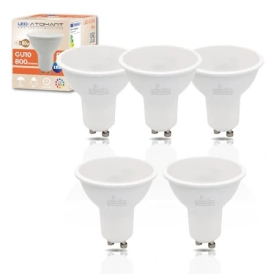 Image de LED ATOMANT Lot de 5 Ampoule GU10 8W, Couleur Blanc Chaud (3000K), 800 Lumens, Halogène équivalent à 80W traditionnel