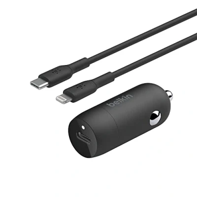 Image de Belkin Adaptateur secteur pour voiture 30 Watt 3 A Fast Charge, Power Delivery 3.1 (USB C 24 broches) NoirRechargez un