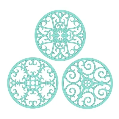 Image de Tapis de dessous plat en silicone 7,87 &quot;Coussinets chauffants multi usage, résistant à la chaleur et antidérapant, flexible durable pour les tables comptoir vaisselle, ensemble 3 (vert)
