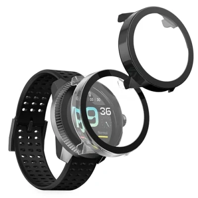 Image de kwmobile Coque Compatible avec Suunto Race S 2X Étui Cadre écran en Verre trempé pour Fitness Tracker Transparent Noir