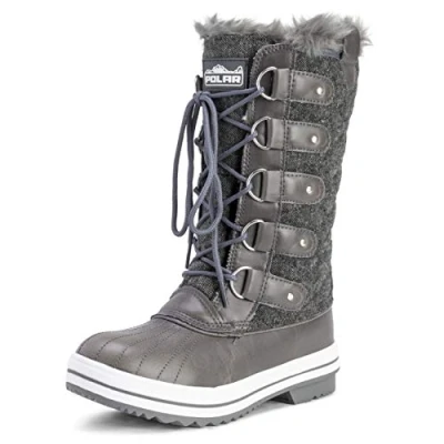 Image de Femmes Matelassé Pluie Lacer Fourrure Chaleureux Chaussures Neige Botte GRT38 AYC0013 Gris Textile 38 EU