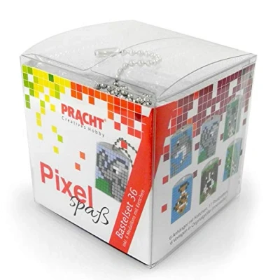 Image de Pracht Creatives Hobby Pixel P90074 63501 Kit de bricolage amusant 36 pour enfants, système d&#039;assemblage simple avec des petites pierres en bioplastique créer 6 porte clés (médaillons)