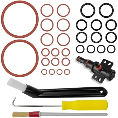 Image de Lot de 30 joints toriques pour valve support, d&#039;étanchéité du groupe d&#039;infusion compatibles avec les machines à café Philips Saeco Spidem Gaggia, brosse incurvée, brosse, crochet