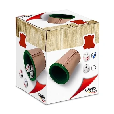 Image de Cayro jeu de dés poker Tasse + 5 en cuir doublée à l&#039;intérieur société pour adultes Idéal offrir Design familial