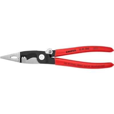 Image de Knipex Pince pour installations électriques chromée, isolées avec gaines bi matière, homologuées VDE ; œillet de fixation isolé intégré d&#039;un dispositif antichute 200 mm 13 96 T