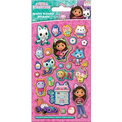 Image de Gabby&#039;s Dollhouse Autocollants réutilisables scintillants sous licence officielle Multicolore