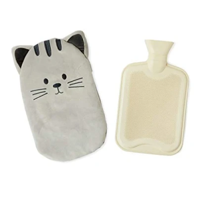 Image de Balvi Bouillotte Kitty Couleur Gris Bouillote d&#039;eau Chaude avec Housse en Forme de Chat Douce au touc