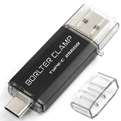 Image de Clé USB Type C 256 Go, Dual Port OTG 3.0 Mémoire Stick Aves Port, Compatible pour Android Smartphone, Tablette et Ordinateur (Noir)