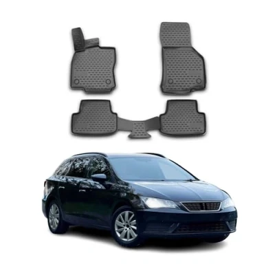 Image de Tapis de Sol Compatible avec Seat Leon 2012 2020 Caoutchouc TPE Noir