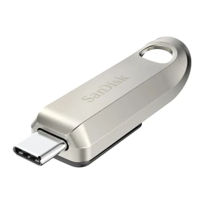 Image de SanDisk 256 Go Ultra Luxe Flash Drive Type C, Clé USB, des vitesses allant jusqu&#039;à 400 Mo/s en lecture, USB 3.2 Gen 1, Connecteur rétractable et finition haut de gamme métal, Argent