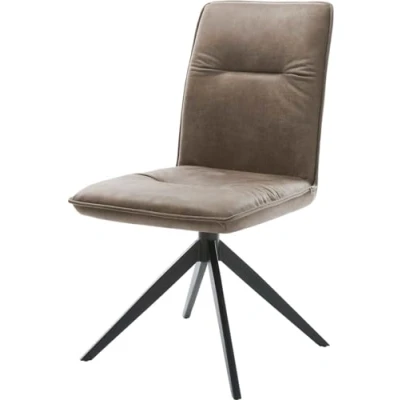 Image de Chaise pivotante Vinjo Flex microvelours taupe vintage pied croisé large noir pivotement sur 360 fonction bascule