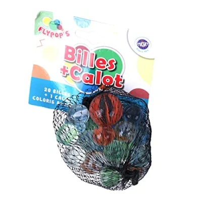 Image de FLYPOP&#039;S Billes Givrées Fumées Irisées Jeu de Récréation 033028 Couleur Aléatoire Verre d&#039;Adresse Jouet Enfant 1,6 cm x À Partir 3 Ans