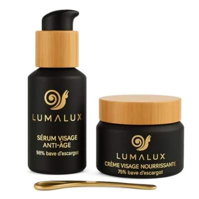 Image de Lumalux COMBOPACK soins pour le visage serum Acide hyaluronique 98% de bave d’escargot 50ml et crème d&#039;escargot BIO à 75% Hyaluronique, Aloe Vera, Vitamine E