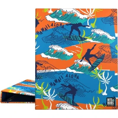 Image de Grafoplás Classeur A4 Design Hawaii Bits&amp;Bobs Pop Up Desing 4 anneaux mixtes 25 mm Certifié FSC Plastifié brillant Parfait matériel scolaire