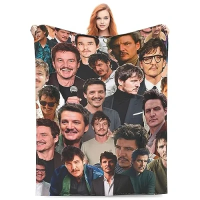 Image de Pedro Pascal couverture polaire chaude douce et confortable pour canapé, bureau, lit, voiture, camping, de plage (127 x 152 cm)