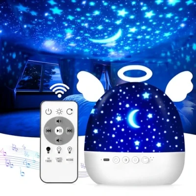 Image de Diboniur Lampe Etoile Projecteur Veilleuse Enfant avec 22 Films, Bébé Ciel Plafond, 360Rotation et Telecommandé, Rechargeable Chambre Cadeau Nouveau né