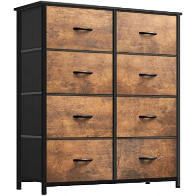 Image de YITAHOME Commode pour Chambre à Coucher, 8 Tiroirs en Tissu Meuble de Rangement avec Dessus Bois et Grand Espace Salon, d&#039;enfant, Rouille Brun