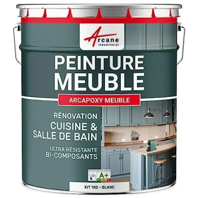 Image de Peinture MEUBLE Cuisine, Salle de Bain Résine Epoxy Bi composant ARCAPOXY 1 kg (jusqu&#039;à 12 m² en 2 couches) Blanc RAL 9003 ARCANE INDUSTRIES