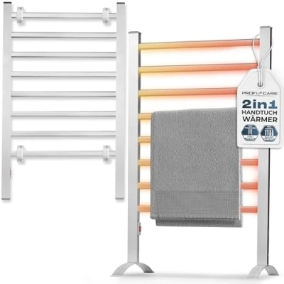 Image de ProfiCare Chauffe serviettes électrique Porte &amp; sèche pour salle de bain incl. Matériel montage pieds sans perçage Radiateur silencieux Câble 1,5m PC EHW 3115