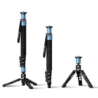 Image de SIRUI P 424FS Monopode pour caméra, 160cm vidéo en Fibre de Carbone, à 4 Sections avec Pieds, Conception libération Rapide, Charge maximale 12kg