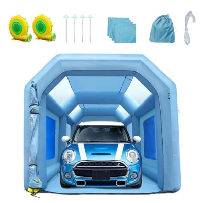 Image de VEVOR Cabine de Peinture Gonflable 6x3x2,5 m Tente Automobile en Tissu Oxford 210D avec Système Filtration 2 Souffleurs Station Travail pour Pose Atelier Garage