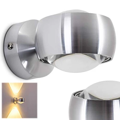 Image de Applique murale Sapri semi circulaire en métal avec effet lumineux sur le mur argent, lampe de salon moderne lentilles verre, ampoule(s) non incluse(s)