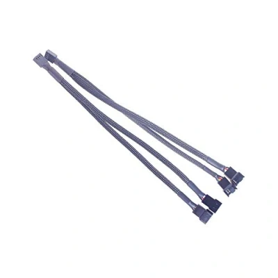 Image de ANGEEK 1 PC 27cm to 2 Way Y Splitter Sleeved 4 Pin Molex Male 2X 3 Pin/4 PWM Connector Fan Extension Adapter Cable (2 pcs)
