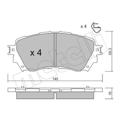 Image de METELLI 22 0994 0 Jeu de plaquettes frein avec indicateur d&#039;usure MAZDA: 6 Break, Berline