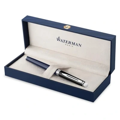 Image de Waterman Hémisphère Stylo roller laque noire et bleue avec finition palladium pointe fine Encre Coffret cadeau