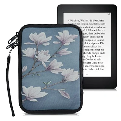 Image de kwmobile Housse de Protection pour Liseuse Étui 17 x 12 2 cm E Reader en Néoprène Taupe Blanc Bleu Gris