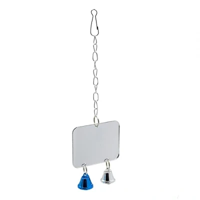 Image de MiOYOOW miroir pour oiseaux, perroquet en acrylique avec barre de corde et cloche, jouet perruches, perroquets, calopsittes