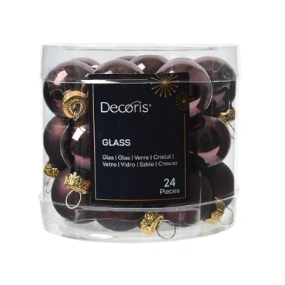 Image de Kaemingk Lot de 24 boules Noël en verre 2,5 cm Mat et brillant Mini pour décoration sapin Truffe noire