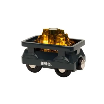 Image de BRIO World 33896 Wagon Lumineux Charge d&#039;Or Accessoire pour circuit de train en bois Avec connexions aimantées Jouet garçons et filles dès 3 ans
