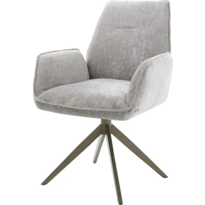 Image de Chaise pivotante Zoa Flex chenille gris argenté pied croisé large aspect titane pivotement sur 360 fonction bascule ressorts ensachés