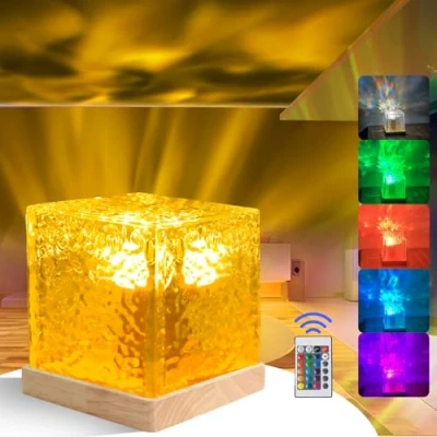 Image de Projecteur Ciel Etoile, 16 Couleurs Aurore Boréale, Cube Cristal Lampe Boréale,30 modes Vague Océanique Galaxie,Veilleuse LED de Plafond Cadeau Enfants (style1)