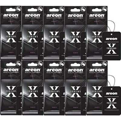 Image de AREON X Désodorisant Voiture Rétroviseur Pendu Fête Noir 2D (Party Lot DE 10)