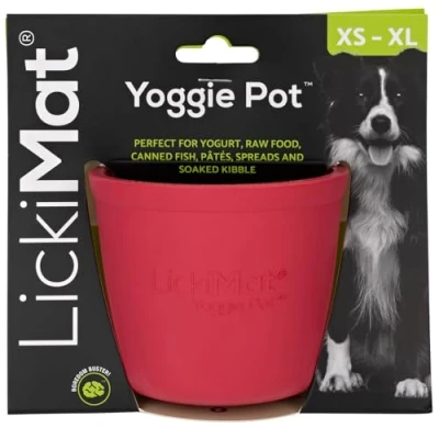 Image de LICKIMAT Yoggie Pot Gamelle Anti Glouton pour Chien Bol Caoutchouc Alimentation Lente, Réduit l&#039;Anxiété et l&#039;Ennui Croquettes, Pâtée, Eau Rose