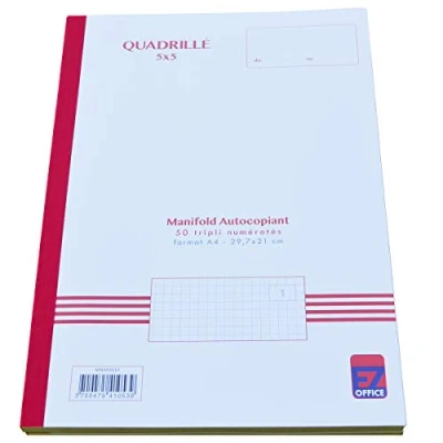Image de Manifold Quadrillé 5 x mm Tripli A4 Taille: 210 297 / 21 29,7 cm Foliotage 50 feuillets autocopiants EZ Office