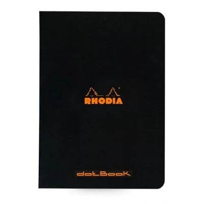 Image de RHODIA 119186Cpack Un lot de 10 Carnets Piqués Black A5 Pointillés Dot 96 pages Papier Clairefontaine Blanc 80 g/m² Couverture en Carte Enduite Souple, Résistante et Imperméable