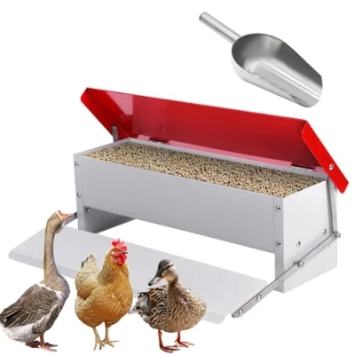 Image de Svauoumu Mangeoire Poule Automatique,Mangeoire Galvanisée Pouvant Contenir 5 Kg de Nourriture,Distributeurs Nourriture,Pour Poulets, Dindes, Oies et Canards